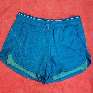 Avia shorts - Teal Heather with lime liner - size